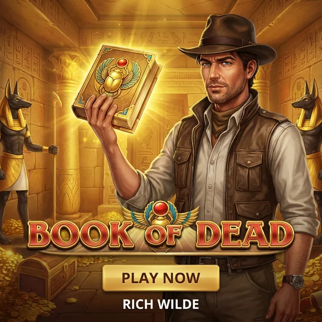 Book of Dead poster with an explorer
